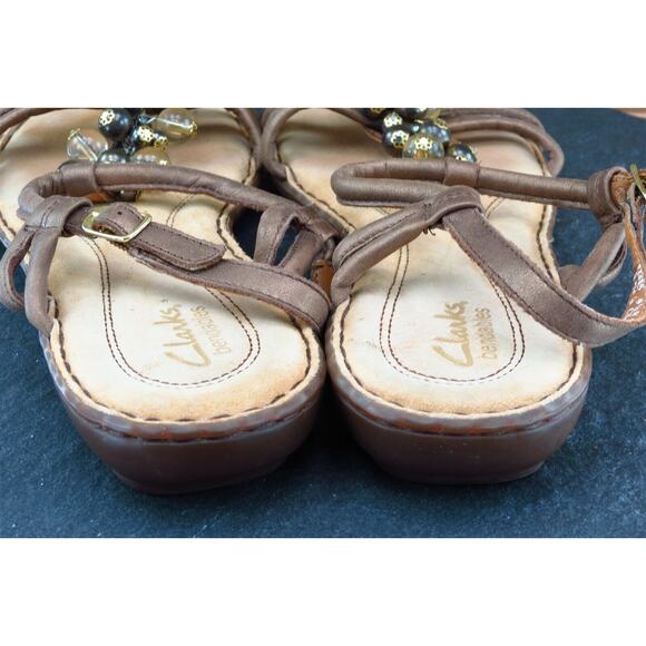 Clarks Size 9.5 M Brown Gladiator Leather Women Sandal Shoes - Picture 5 of 7